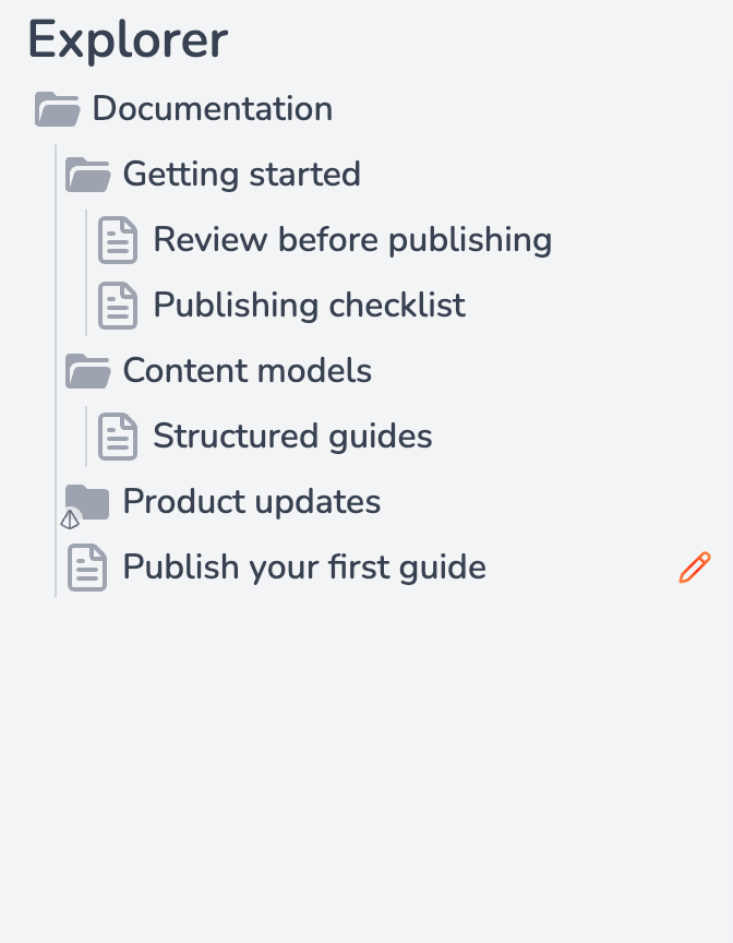 Nested documentation collections in the explorer